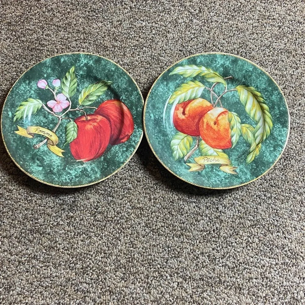 Botanical Green Fruit Dinner Plates - Set of 2